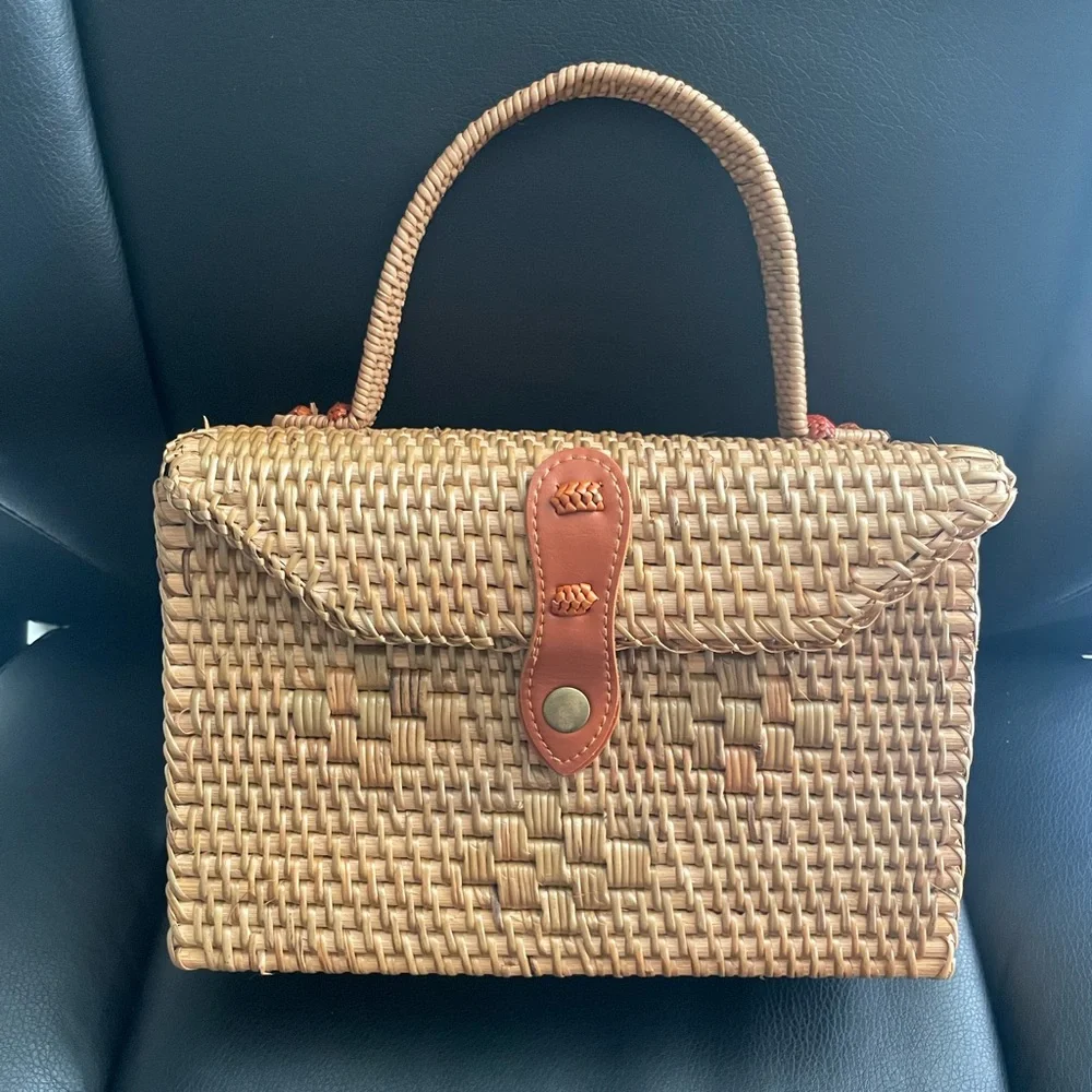 Rattan rectangular bag - Picture 1 of 3